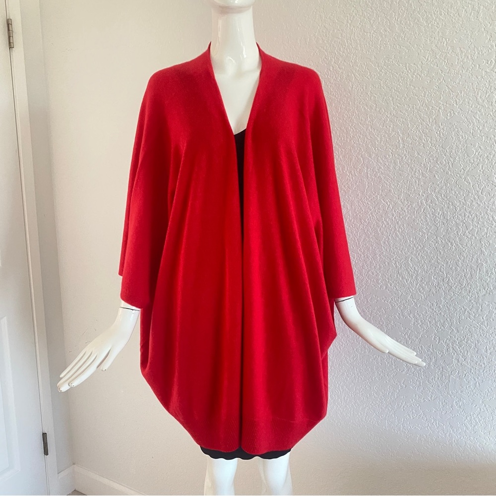 Sofia cashmere red cashmere poncho sweater